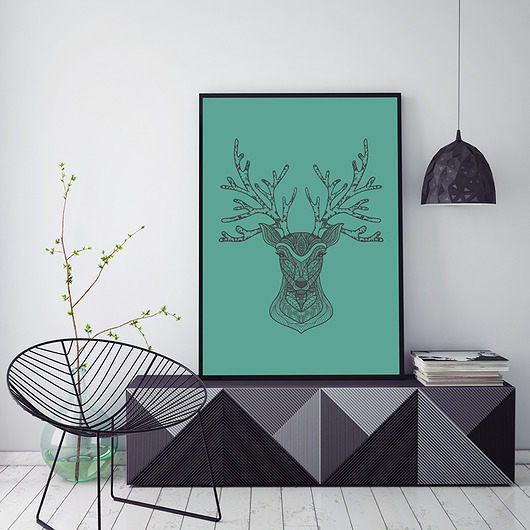 plakat. jeleń (format A3) Love Life and Forest
