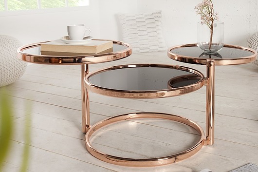 Stolik Loop miedź szkło 3 części (Z36065) Home Design