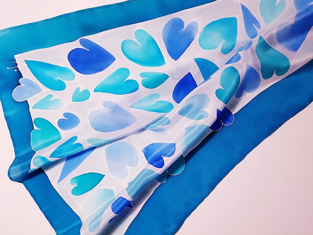 szale damskie Gawroszka jedwabna, ręcznie malowana