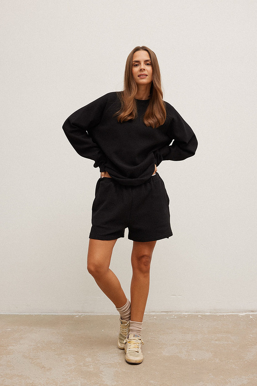 szorty damskie Spodenki EDEN waffle black