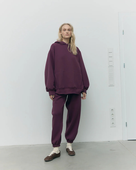 bluza z kapturem damska Bluza Patchouli mauve wine z kapturem