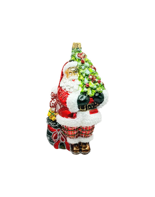 ozdoby choinkowe Bombka choinkowa: Święty Mikołaj z jasnozieloną choinką