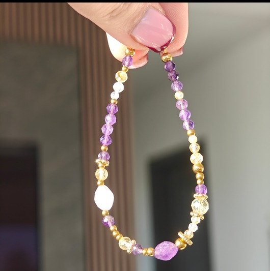 bransoletki z kamieni naturalnych Bransoletka ametyst cytryn kryształ