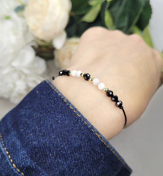 bransoletki z kamieni naturalnych MIŁOŚĆ i ochrona z Turmalinem i Kam. księżycowym