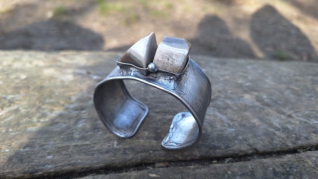 bransoletki wire wrapping Krzemień pasiasty - bransoletka regulowana