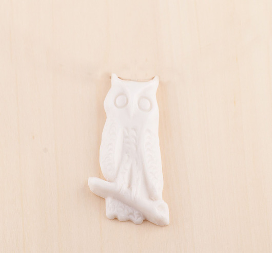 porcelanowa broszka sowa Head Made art