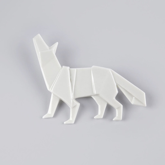 broszki Broszka Porcelanowa Origami Wilk Biała