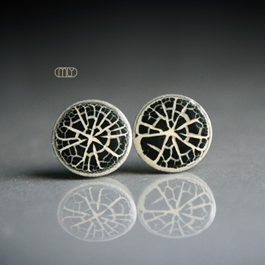 kolczyki ceramiczne Spękane 9mm /stal chirurgiczna/