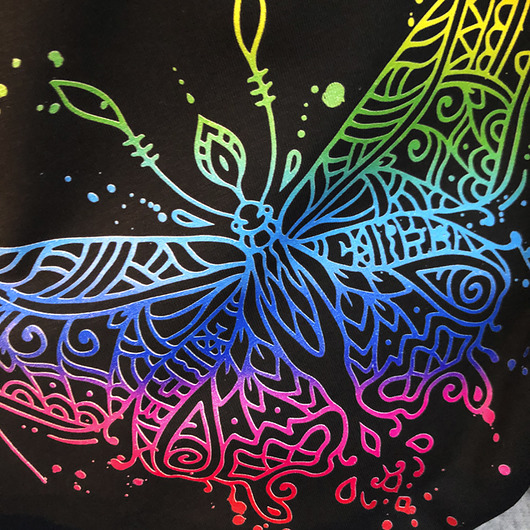 S-XXL Mandala motyl tęcza  Oversize Czarny ONE MUG A DAY