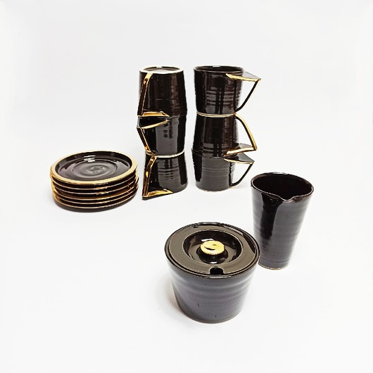 Zestaw 6 filiżanki + cukiernica + mlecznik MANOceramics
