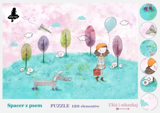 Puzzle 120 elementów - Spacer z psem A3 miamilu