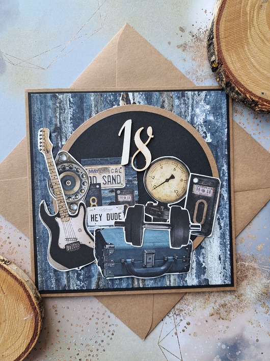 kartki scrapbooking Kartka na 18-stkę dla mężczyzny