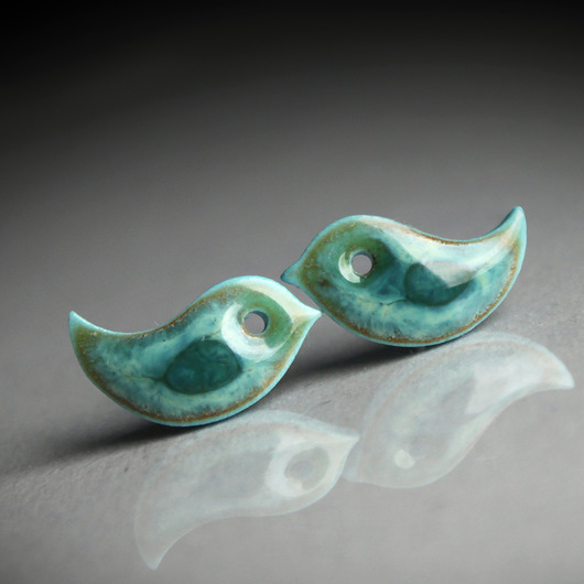 kolczyki ceramiczne Ptaszki /stal chirurgiczna/