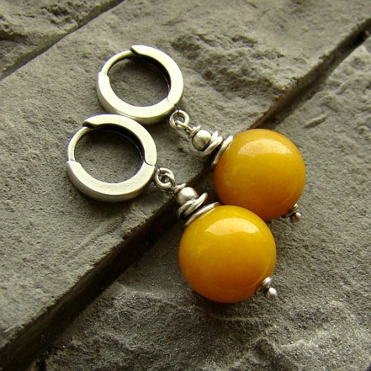 kolczyki z kamieniami Kolczyki Żółte kule