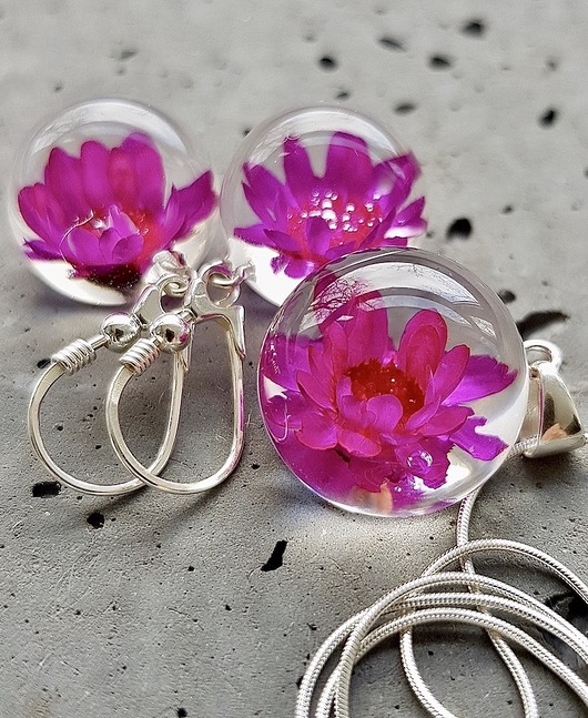 zestaw-dmuchawce w żywicy Grol Jewellery