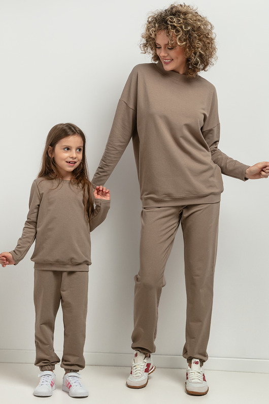 komplety damskie Komplet spodni dresowych w typie jogger, model 38, cappuccino
