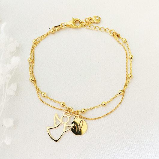 komunia - pozostałe Bransoletka z aniołkiem KOMUNIA dla dziewczynki