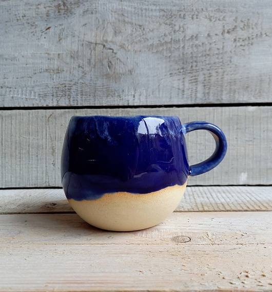 Duży kobaltowy kubek kulka 400ml ceramiKaMDeka