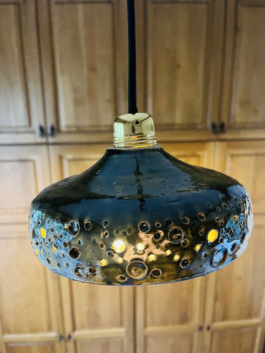 lampy wiszące Ręcznie wykonana ceramiczna lampa planetarium zielona