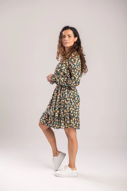 sukienki midi damskie Flowers Granat sukienka midi
