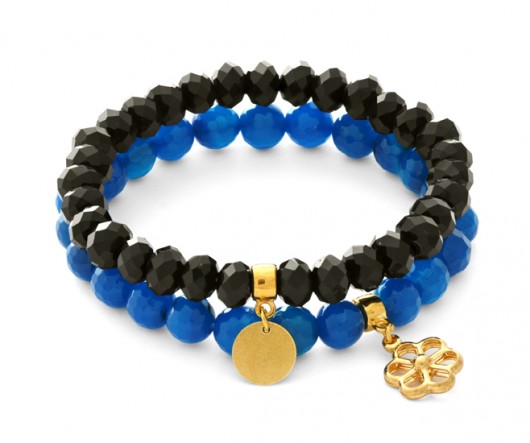 Dark blue agate & black crystals with pendants. Lavoga