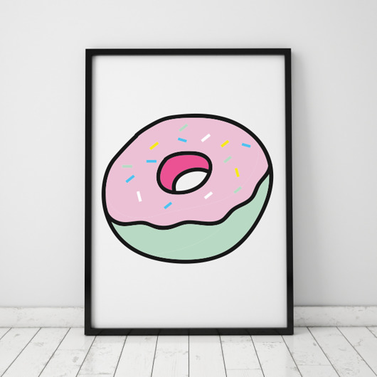 PLAKAT, OBRAZEK DO POKOJU DZIECKA DONUT a4 Dekoracjan
