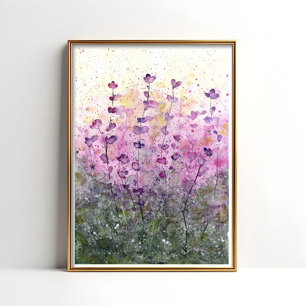 obrazy Oryginalna akwarela. Kolorowa łąka  A4