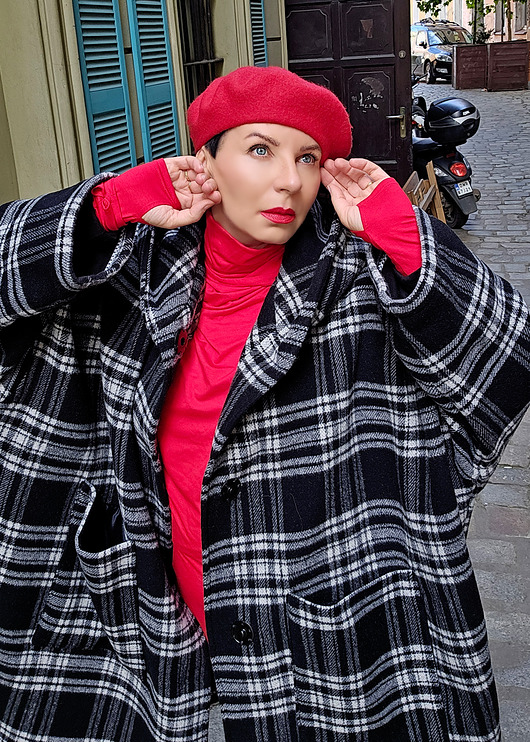 płaszcze damskie New Kurtka/ Płaszcz krata Wool