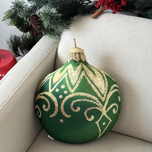 poduszki z grafiką Poduszka Dekoracyjna Zielona Bombka Mała