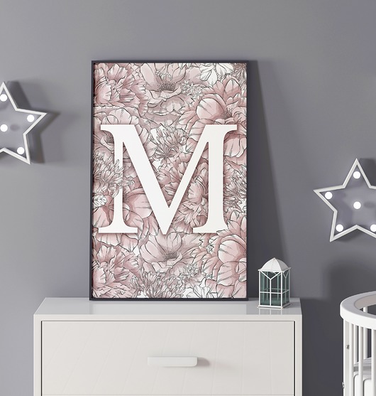 obrazy i plakaty do pokoju dziecięcego Plakat Z Literą. Dwa rozmiary. Personalizowany