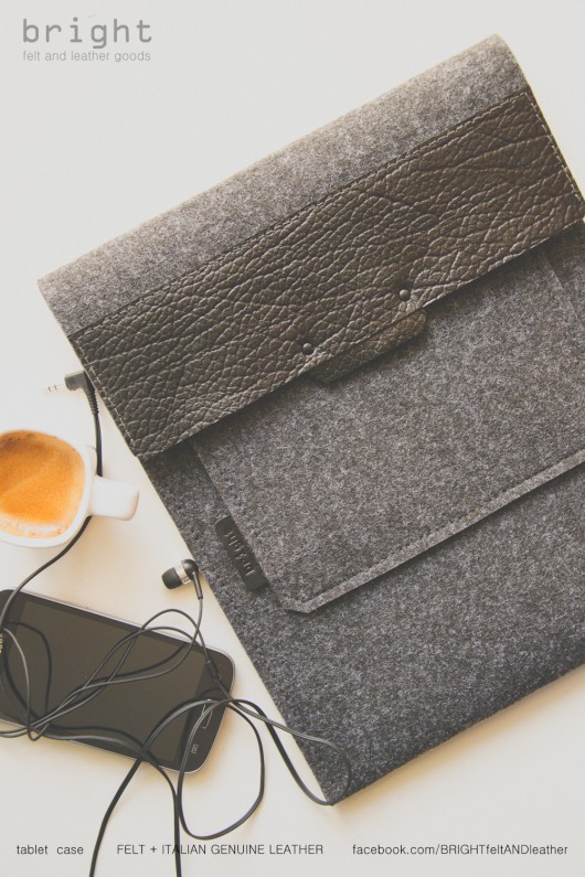 REZERWACJA IPAD 12,9 charcoal case // skóra filc IRON WOLF