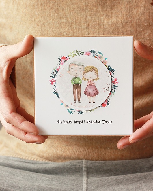 kartki scrapbooking Krysia i Jasiu. Kartka dla babci i dziadka
