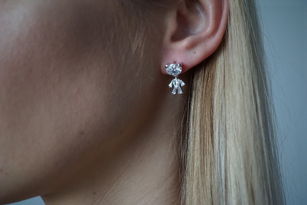 Duże kolczyki srebrne misie z cyrkoniami VENA Jewellery