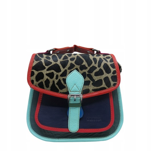 torby na ramię Torebka damska kolorowa skórzana skóra naturalna rączka pasek OLIVKA