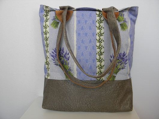 Shopper bag "Lawenda" skóra i bawełna Artmanual
