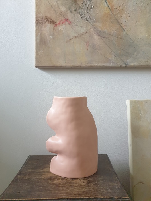 wazony Wazon  rzeźba Fluxo różowy duży ceramika wys 20 cm