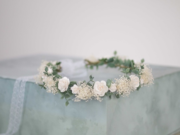 wianki komunijne Wianek komunijny eukaliptus i gipsówka