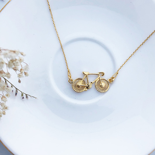 złote naszyjniki Naszyjnik z rowerem, złoty rower