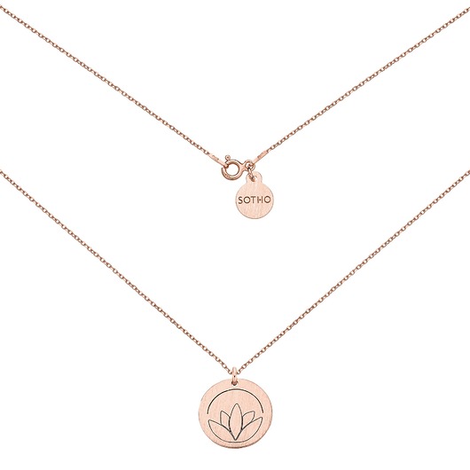 złote naszyjniki Medalion z różowego złota z lotosem