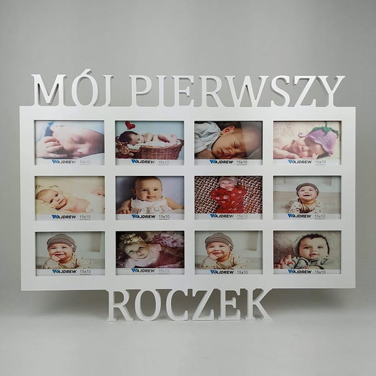 ramki na zdjęcia Ramka na zdjęcia z napisem Mój pierwszy roczek 12 zdjęć  15x10