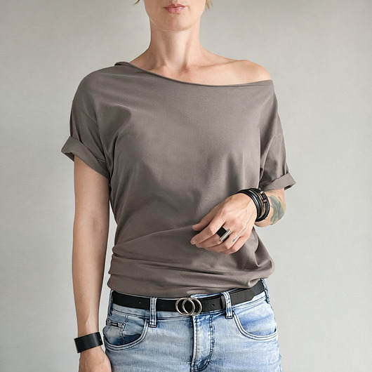 t-shirt damskie Beton Oversize Bez Nadruku