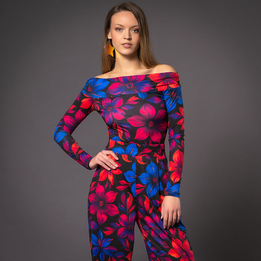 bluzki z długim rękawem damskie Julietta Flower Power - bluzka z odsłoniętymi ramionami