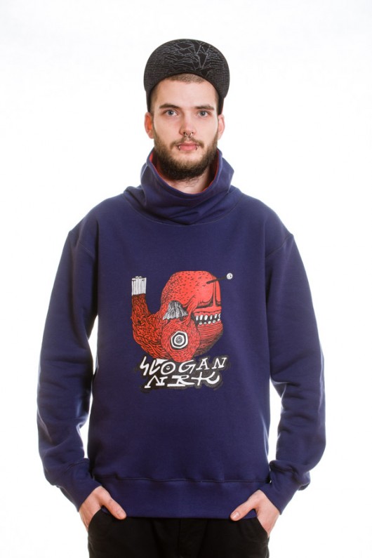 POPPY FISH by NRK bluza męska dark blue SLOGAN