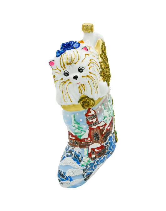 ozdoby choinkowe Bombka choinkowa: Świąteczna skarpeta z pieskiem