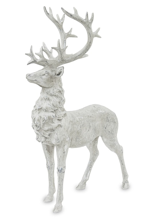 dekoracje świąteczne Dekoracja - figurka stojącego białego jelenia 52x15x30 cm KARGU