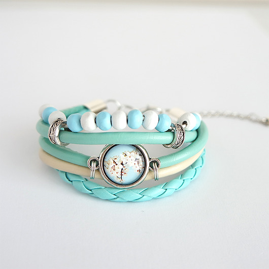 bransoletki drewniane Bransoletka - Kwitnące kwiaty - drewniane korale