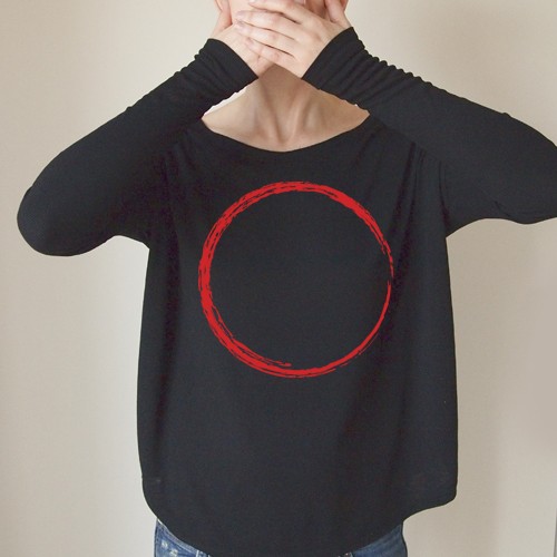 t-shirt damskie Koło czerwone Wąski rękaw