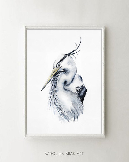 Czapla Siwa III - plakat autorski Karolina Kijak