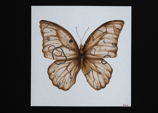 grafiki i ilustracje Motyl geometryczny - beżowy