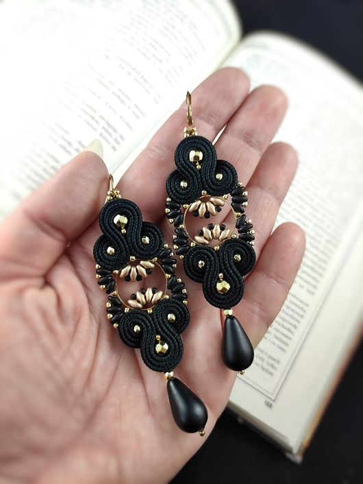 kolczyki soutache Anabelle Czarne kolczyki sutasz